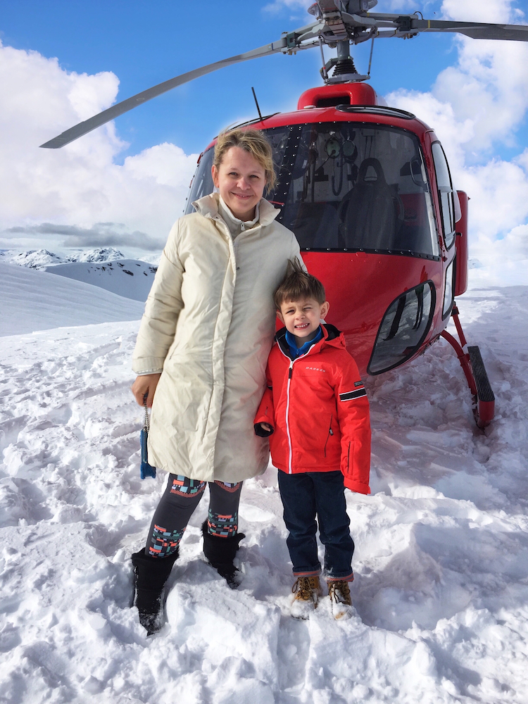 Mother And Son with Helicopter