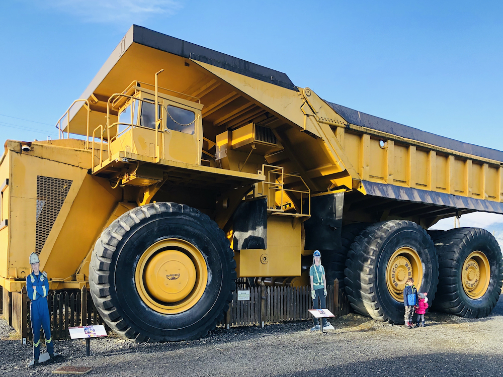 Large Yellow Dumper Truck at Brittania Mine Museum in British Columbia 