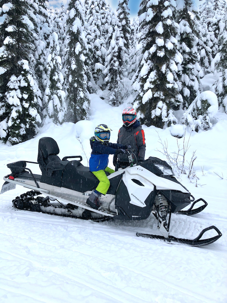 snowmobile safari in Whistler snowmobile in forest