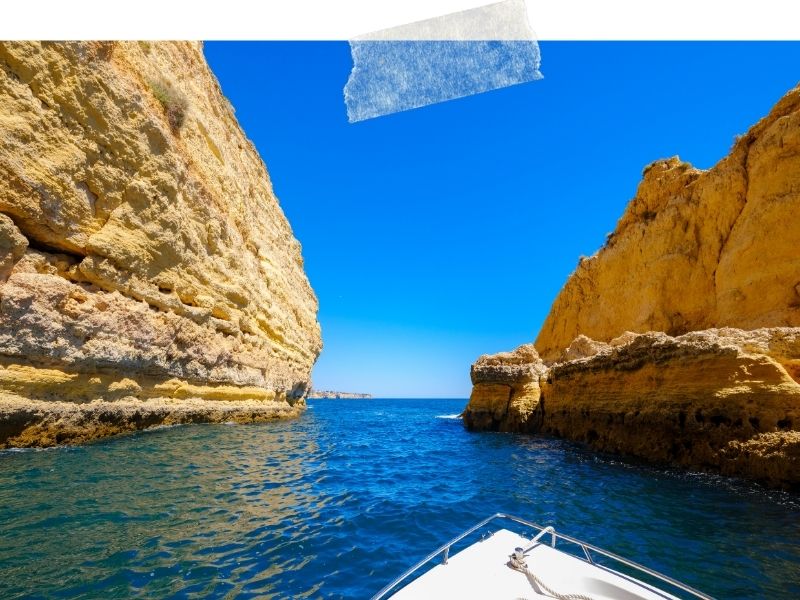 Boat near cliffs