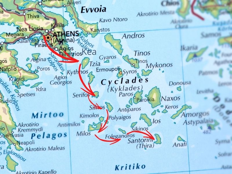 Cyclades Map Itinerary
