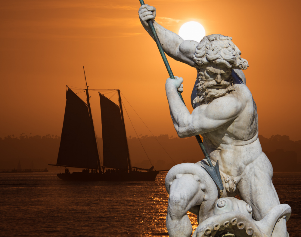 Poseidon Statue Dreamy 8-Day Cyclades Sailing Adventure