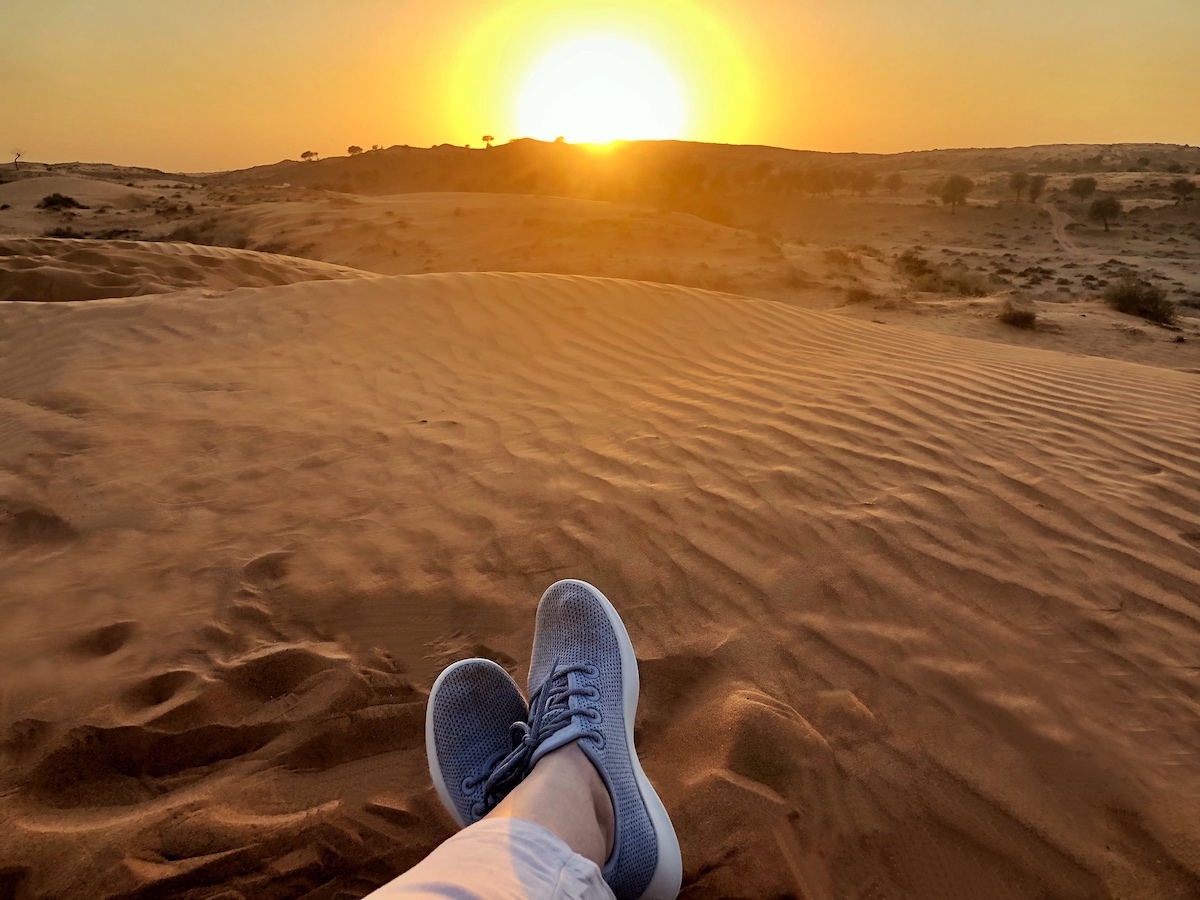 Sunset over sand dunes